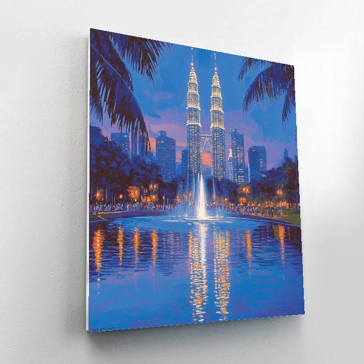 Petronas Towers Viewed From KLCC Park, Kuala Lumpur, Malaysia Number painting