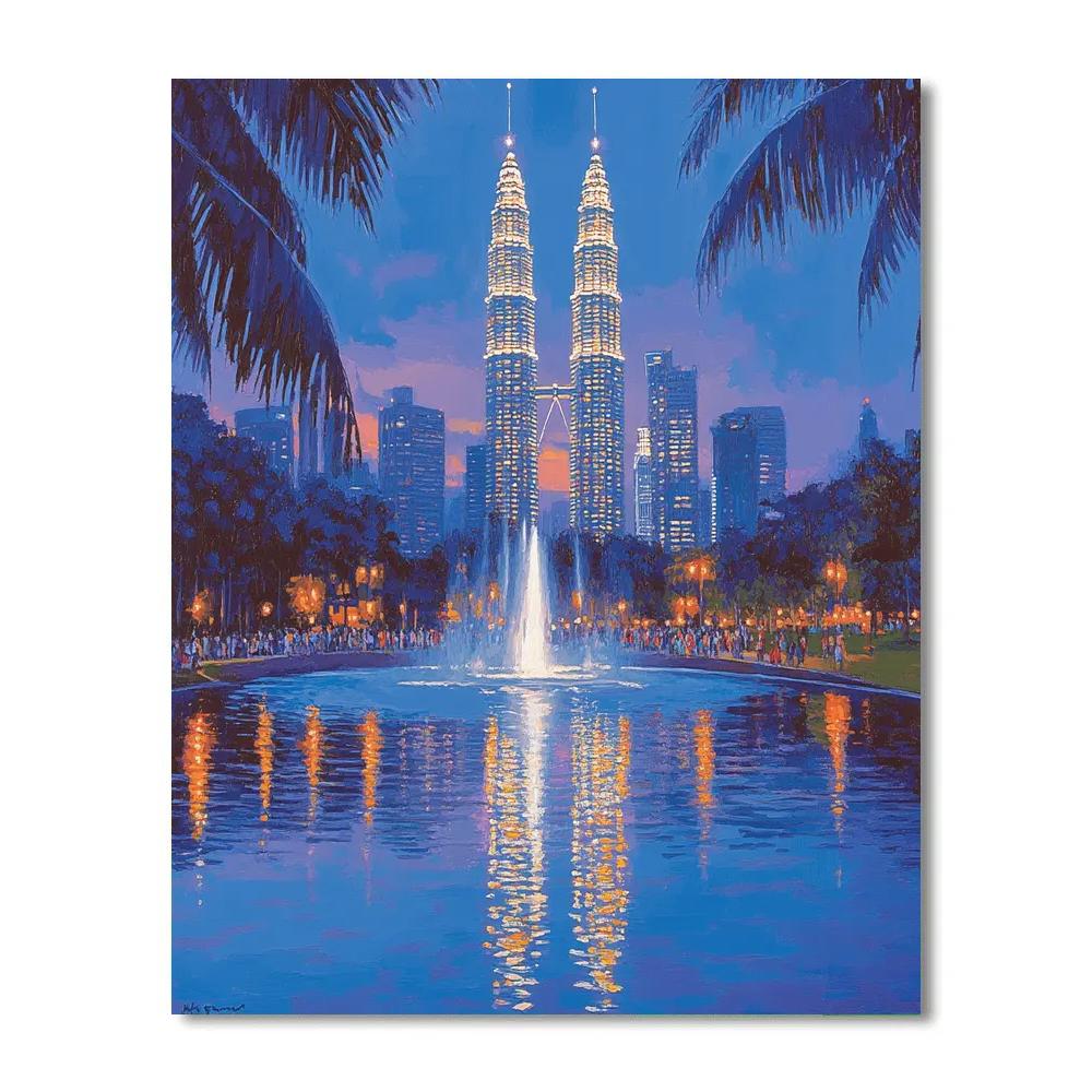 Petronas Towers Viewed From KLCC Park, Kuala Lumpur, Malaysia Number painting