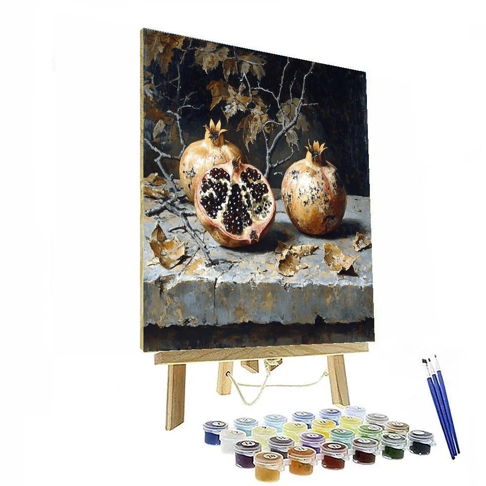 Francisco Goya Inspired Withered Pomegranates And Ash Branches paint by color