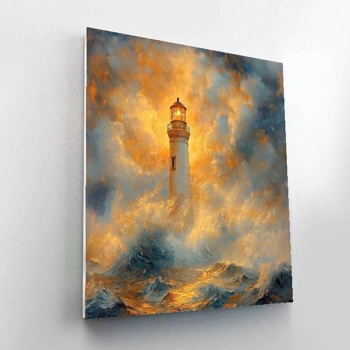 J M W Turner Inspired Lighthouse In Solar Flare Sea Mist paint by numbers