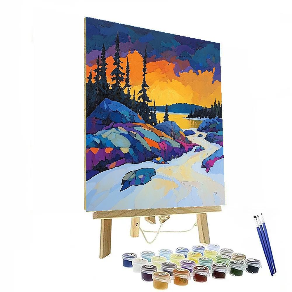 A.Y. Jackson Inspired Luminous Shield Escarpment After Storm paint by number