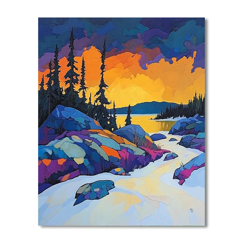 A.Y. Jackson Inspired Luminous Shield Escarpment After Storm paint by number