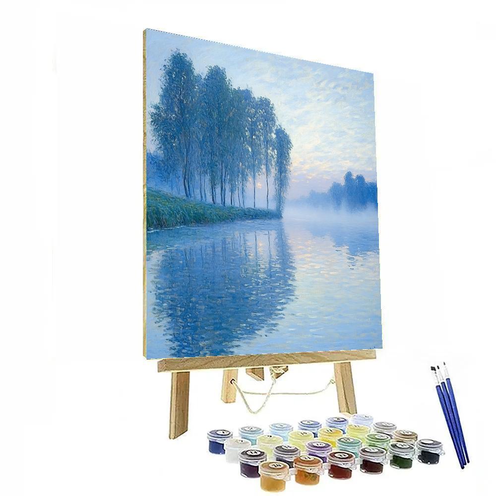 Claude Monet Inspired Pearl Fog On The Poplar Backwater paint by number