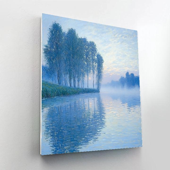 Claude Monet Inspired Pearl Fog On The Poplar Backwater paint by number