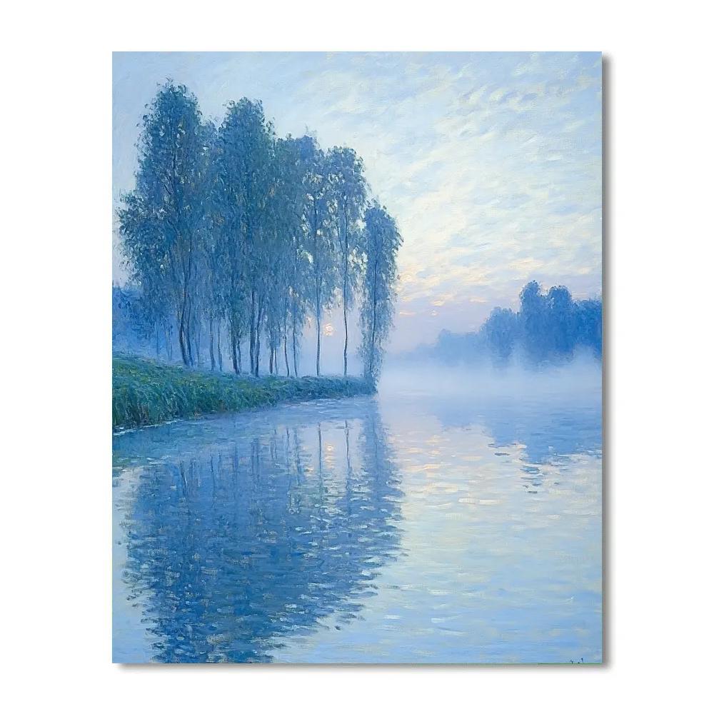 Claude Monet Inspired Pearl Fog On The Poplar Backwater paint by number