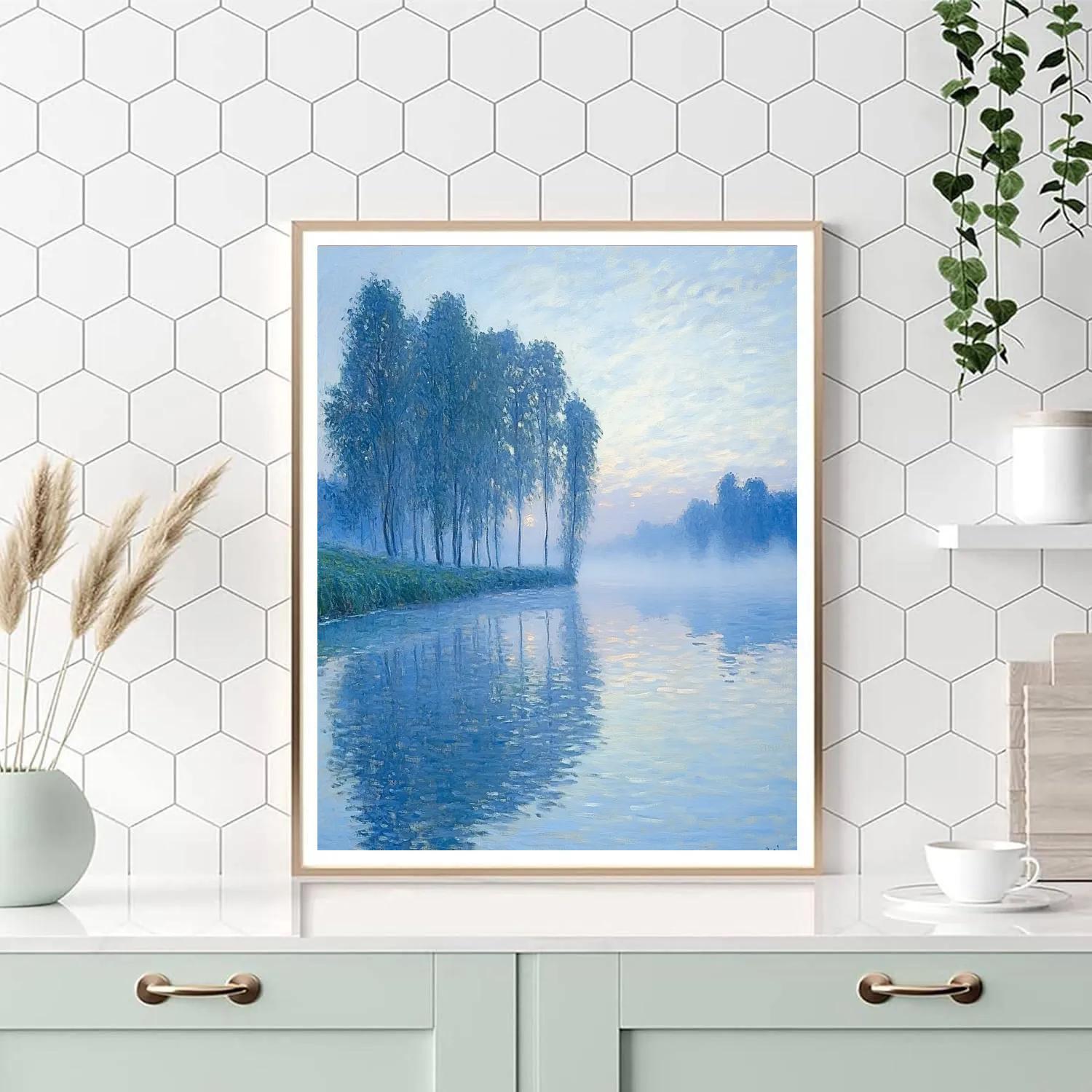 Claude Monet Inspired Pearl Fog On The Poplar Backwater paint by number