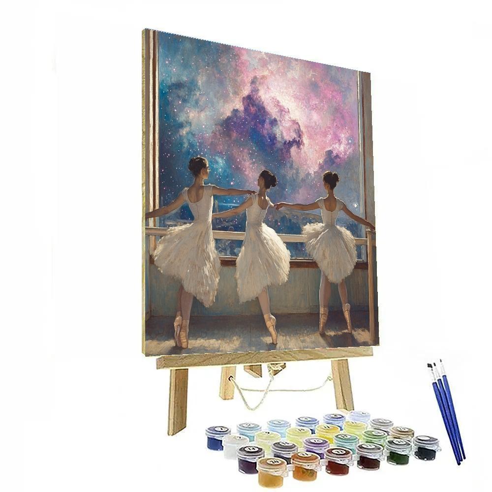 Edgar Degas Inspired Ballet Rehearsal With Nebula Backdrop DIY paint by numbers