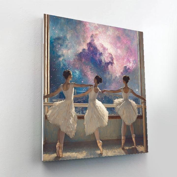 Edgar Degas Inspired Ballet Rehearsal With Nebula Backdrop DIY paint by numbers