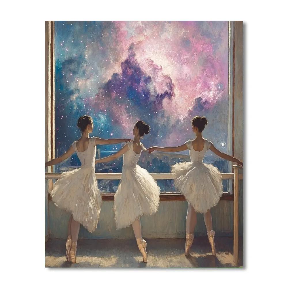 Edgar Degas Inspired Ballet Rehearsal With Nebula Backdrop DIY paint by numbers