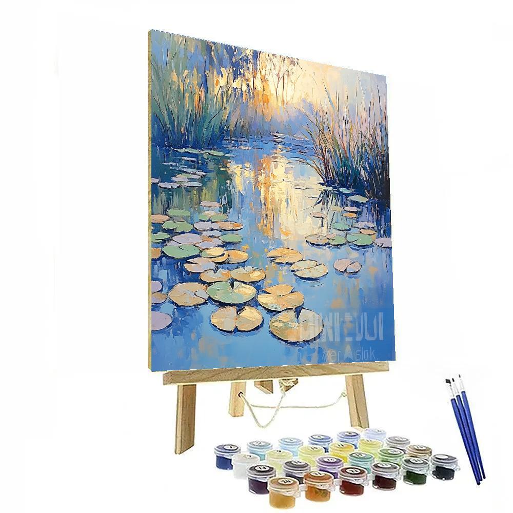 Claude Monet Inspired Amber Thaw Over Winter Waterlilies painting number kit