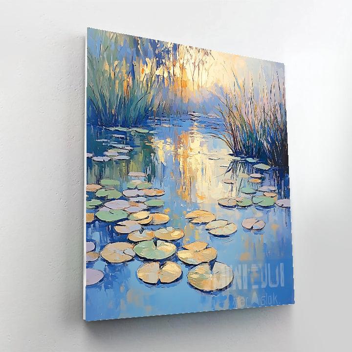 Claude Monet Inspired Amber Thaw Over Winter Waterlilies painting number kit