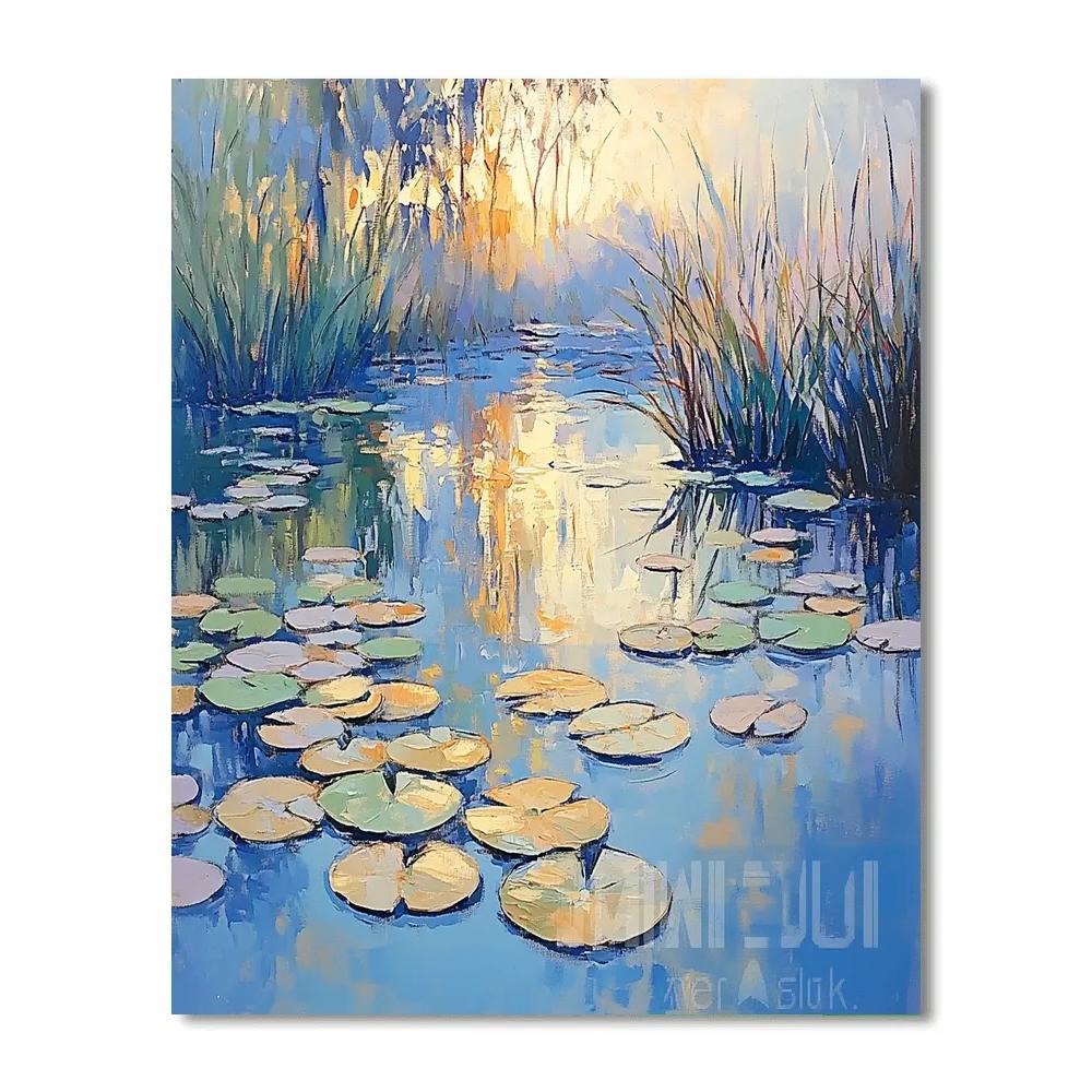 Claude Monet Inspired Amber Thaw Over Winter Waterlilies painting number kit