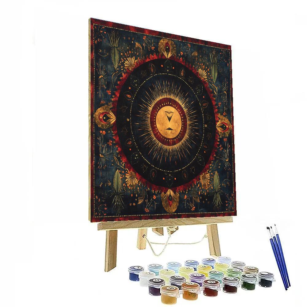 Frida Kahlo Inspired Obsidian Eclipse Healing Mandala Painting by numbers kit