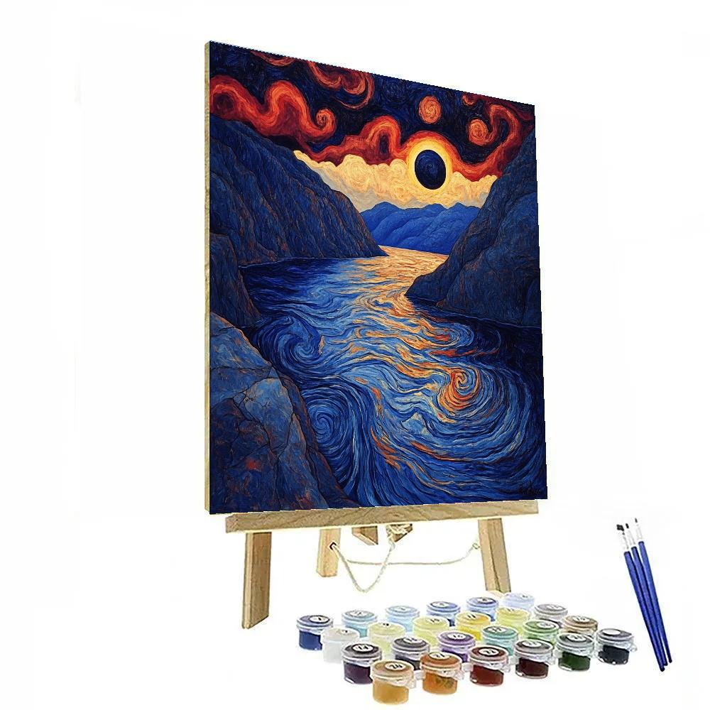 Edvard Munch Inspired Luminous Fjord Eclipse Paint by numbers kits