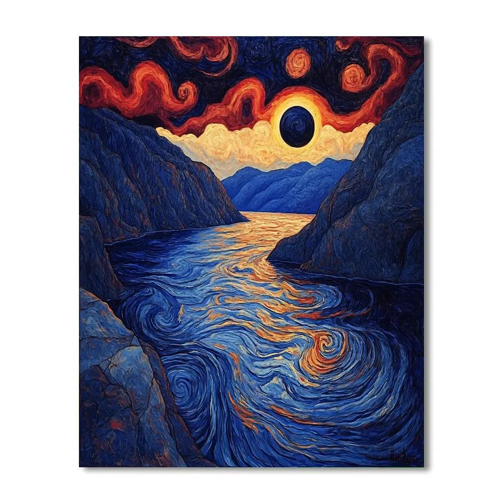 Edvard Munch Inspired Luminous Fjord Eclipse Paint by numbers kits