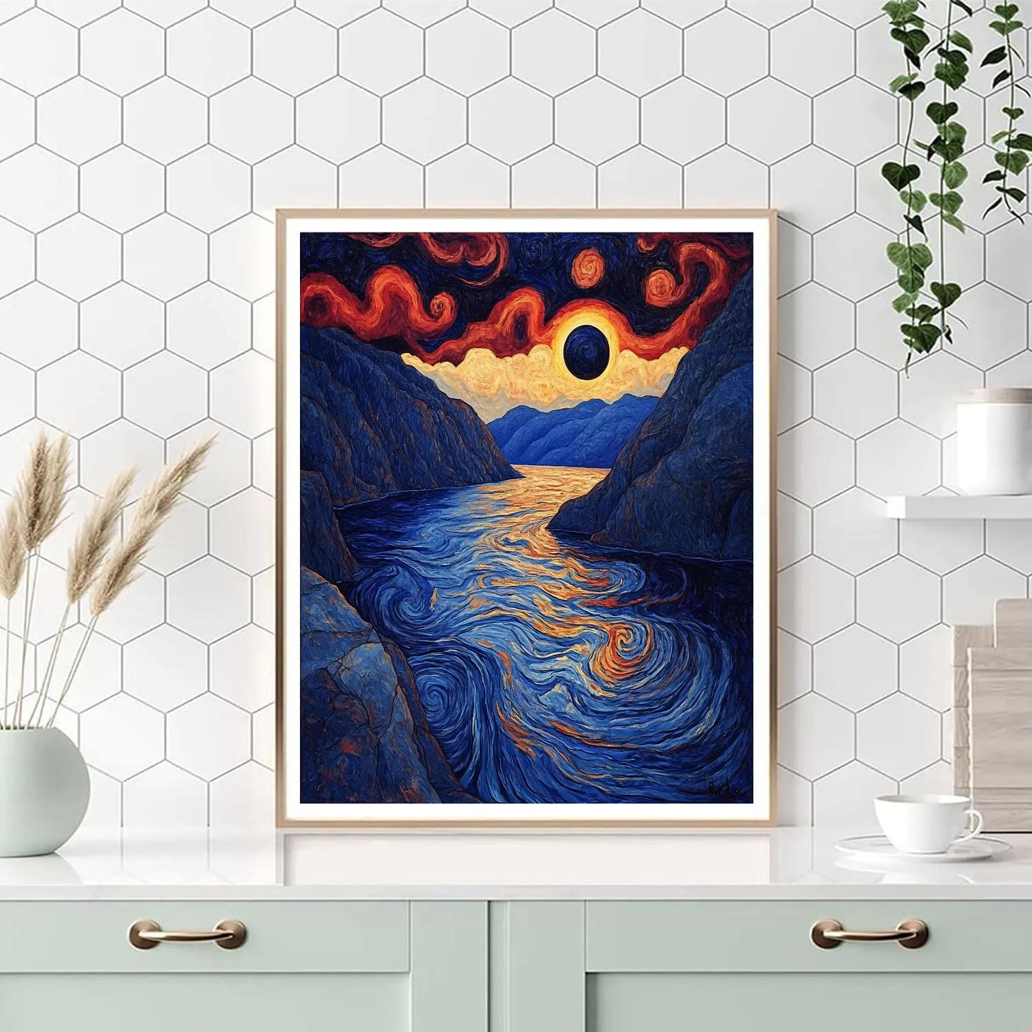 Edvard Munch Inspired Luminous Fjord Eclipse Paint by numbers kits