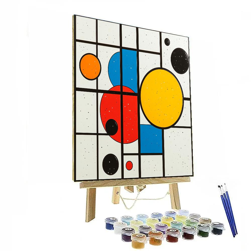 Piet Mondrian Inspired Geometric Solar System Wall Art paint by numbers