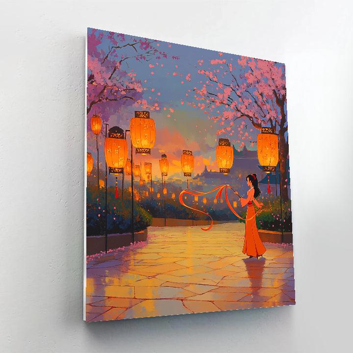 Princess Mulan Lantern Training At Twilight painting number kit