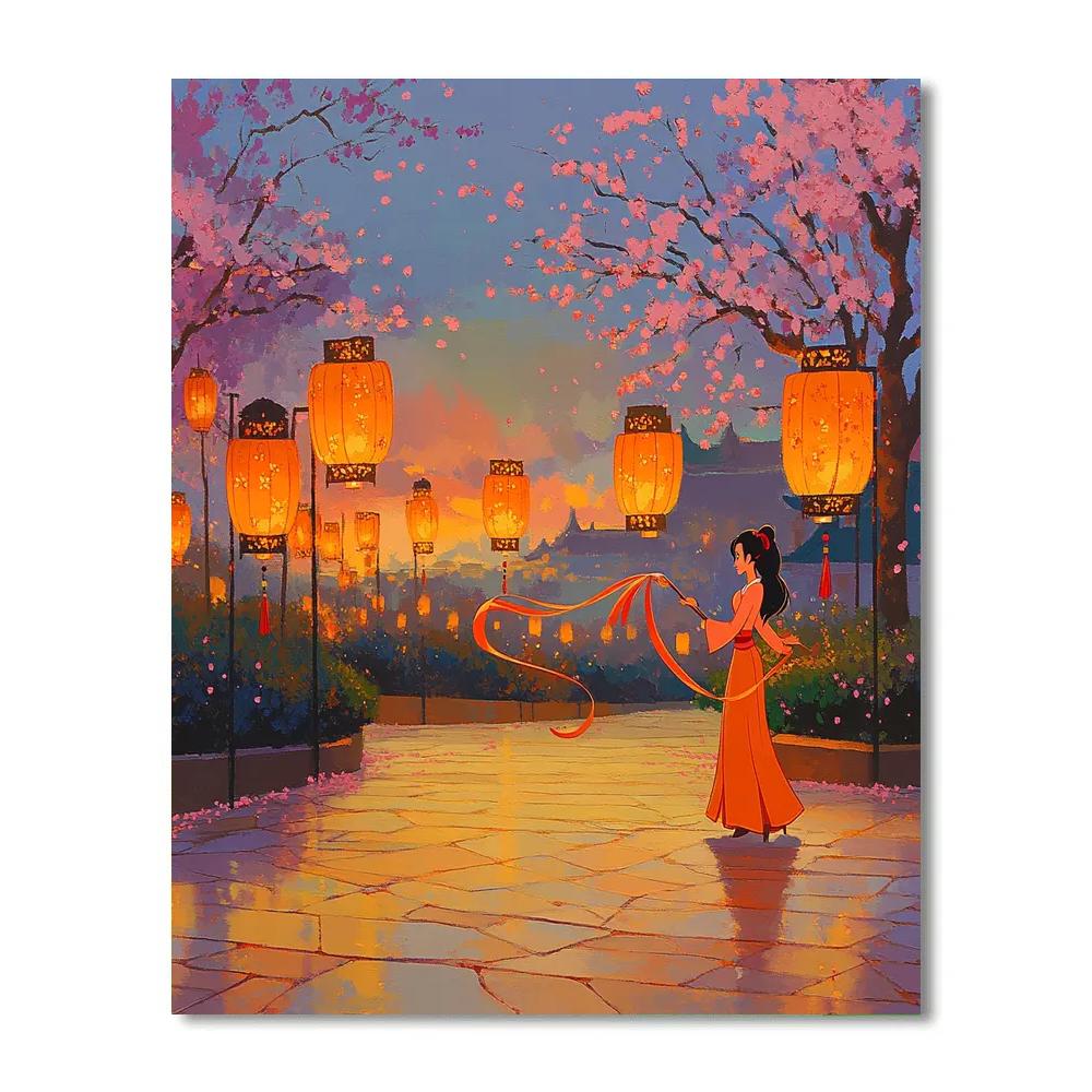 Princess Mulan Lantern Training At Twilight painting number kit