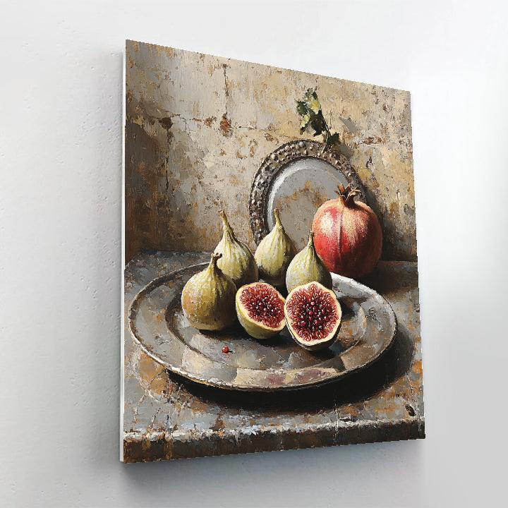 Diego Velázquez Inspired Market Still Life Of Figs, Pomegranates, And Clay Plates paint by number