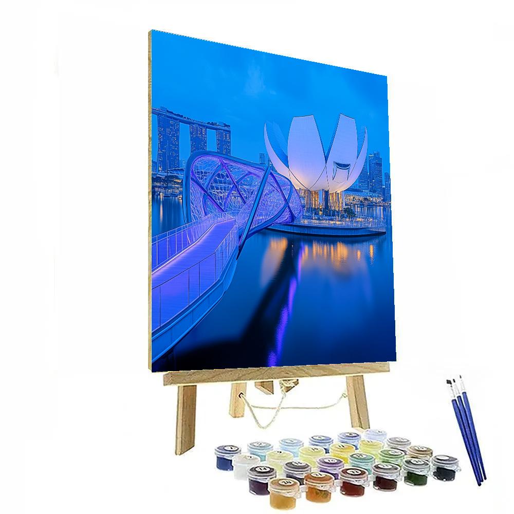 ArtScience Museum And Helix Bridge Blue Hour, Singapore paint by numbers