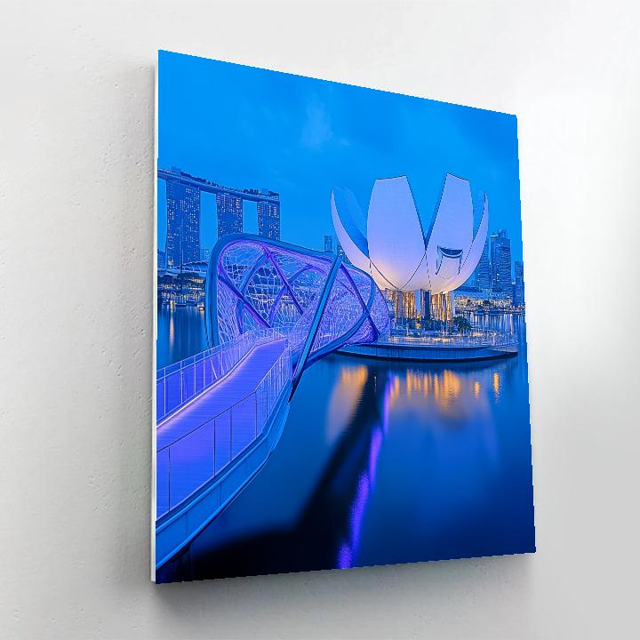 ArtScience Museum And Helix Bridge Blue Hour, Singapore paint by numbers