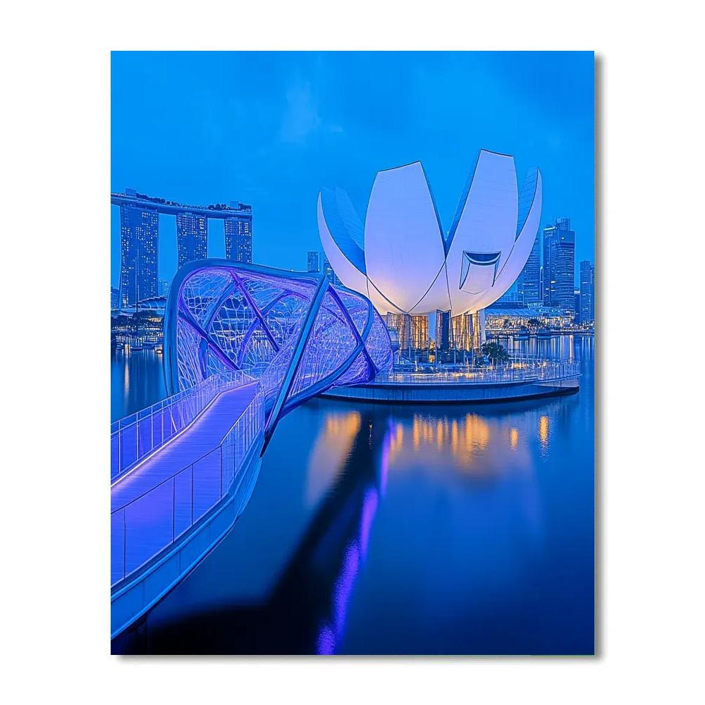 ArtScience Museum And Helix Bridge Blue Hour, Singapore paint by numbers
