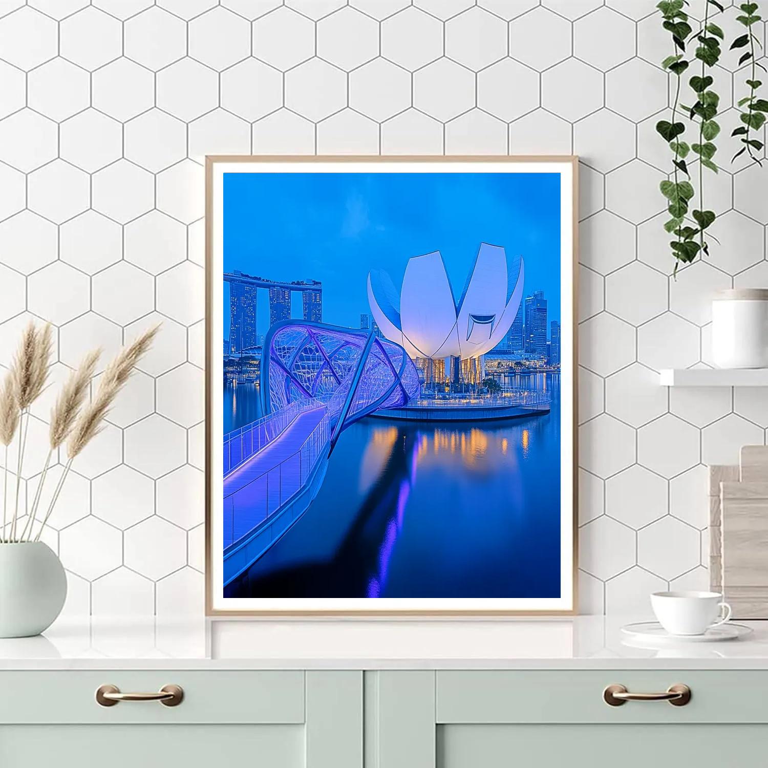 ArtScience Museum And Helix Bridge Blue Hour, Singapore paint by numbers
