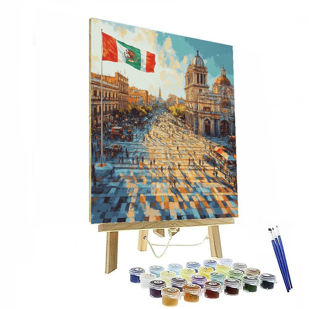 Zocalo Plaza Metropolitan View, Mexico City, Mexico Painting by numbers kit