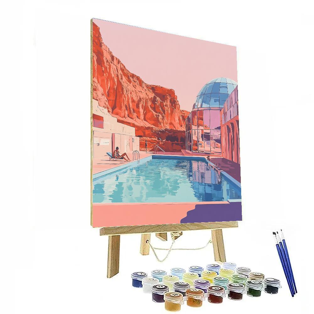 David Hockney Inspired Poolside Afternoon On Mars Colony Number painting