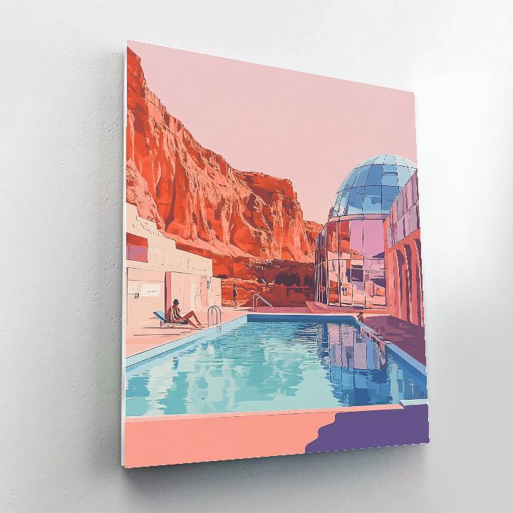 David Hockney Inspired Poolside Afternoon On Mars Colony Number painting