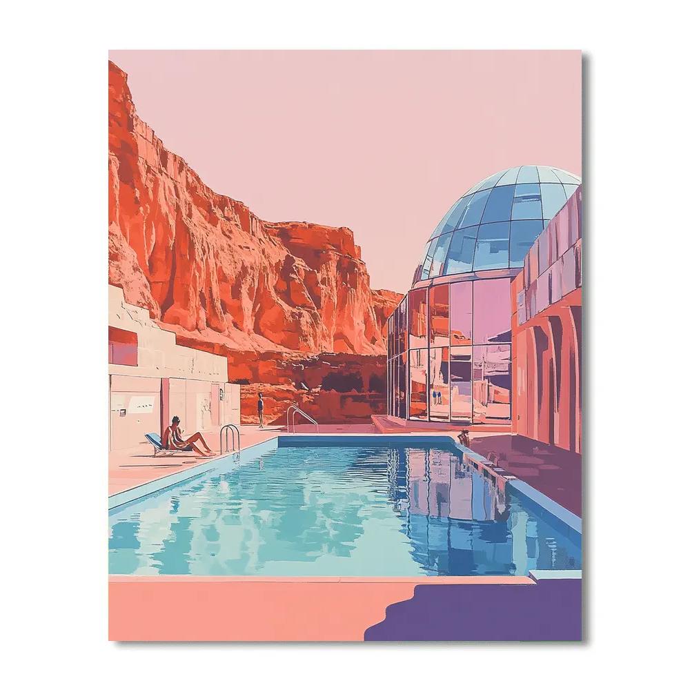 David Hockney Inspired Poolside Afternoon On Mars Colony Number painting