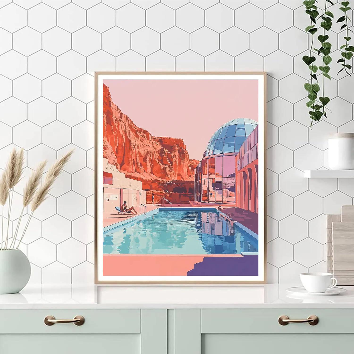 David Hockney Inspired Poolside Afternoon On Mars Colony Number painting