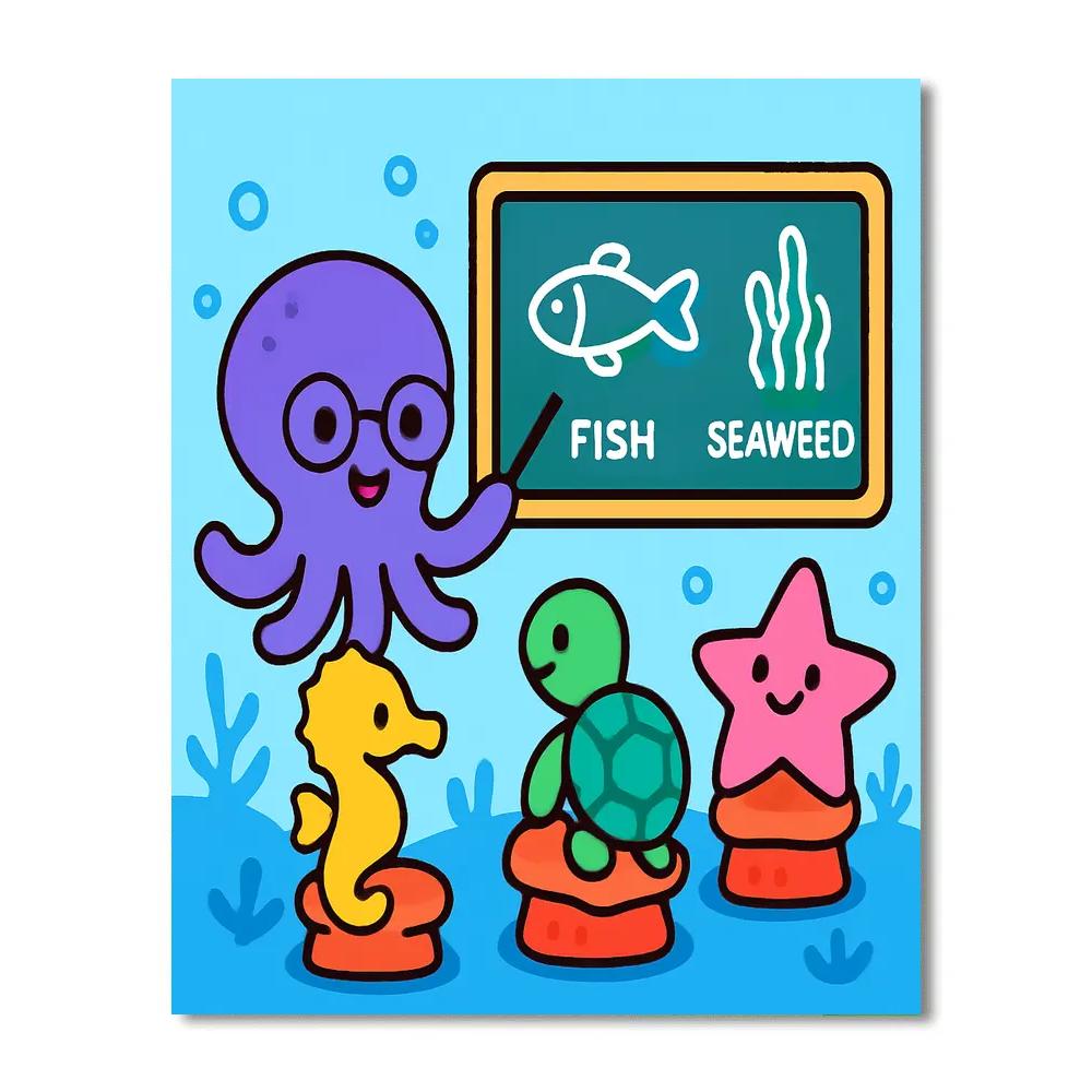 Coral Classroom With Professor Octopus paint by number
