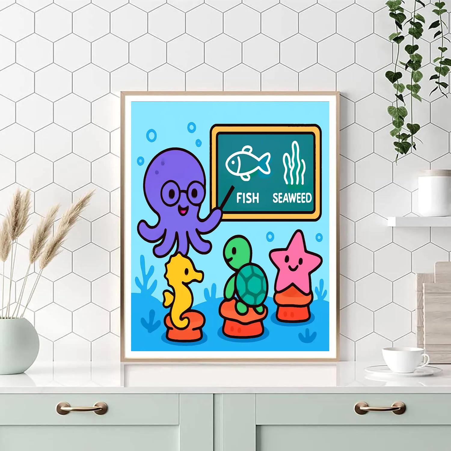 Coral Classroom With Professor Octopus paint by number