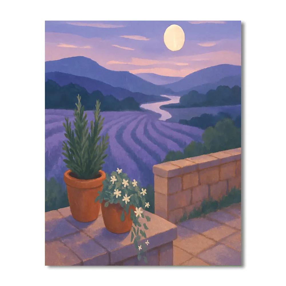 Moonlit Terrace Above The Lavender Valley DIY paint by numbers