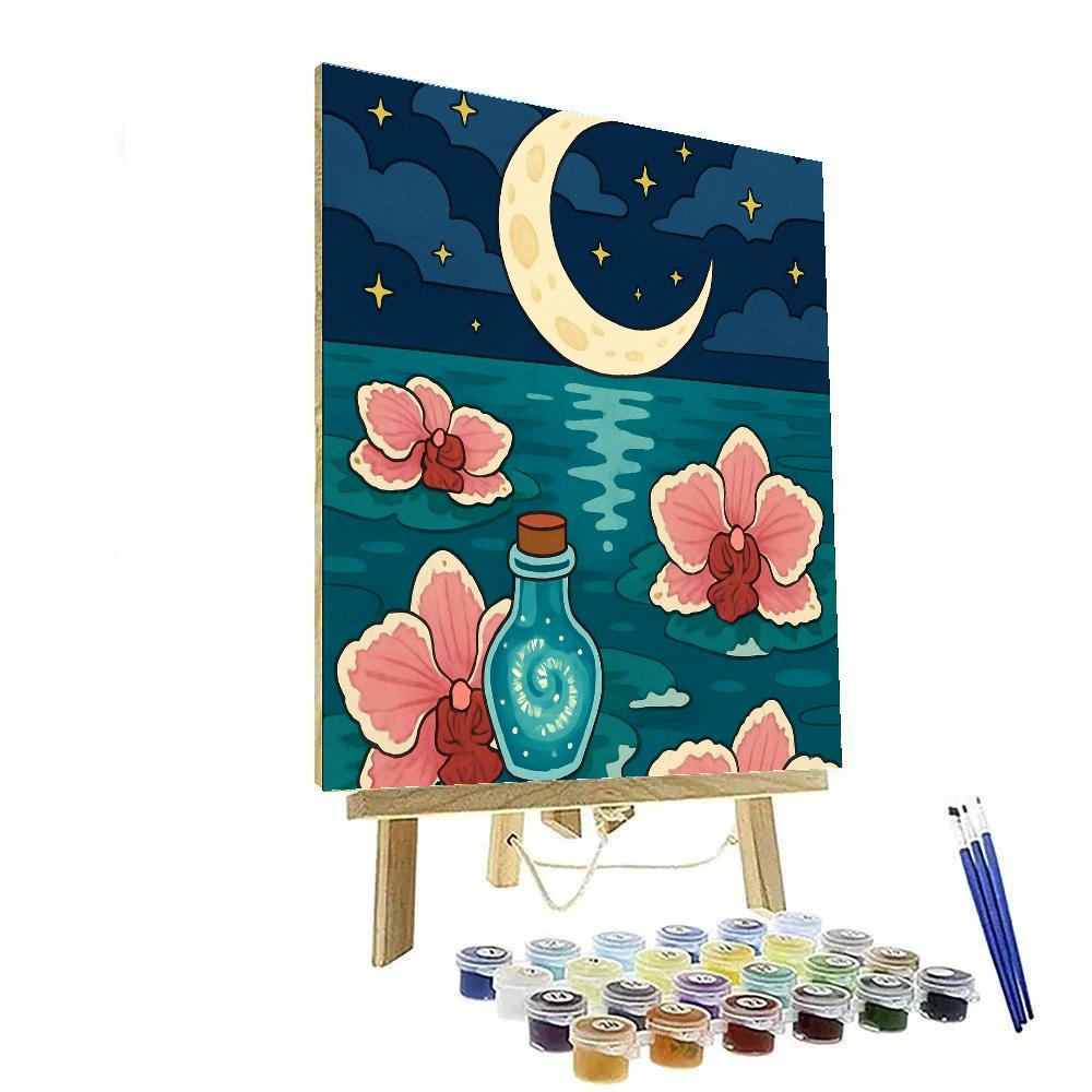 Tidebound Orchids Under Moonlight Numbered painting kits