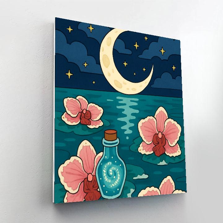 Tidebound Orchids Under Moonlight Numbered painting kits