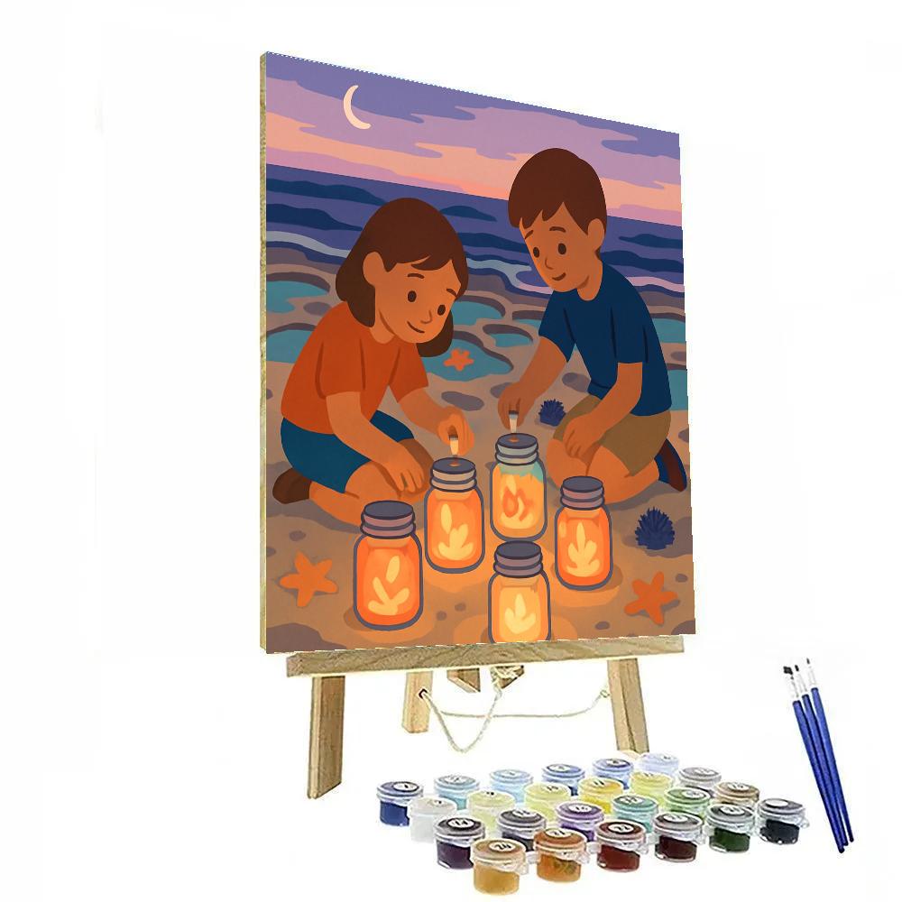 Tidepool Lanterns At Beach Twilight Numbered painting kits