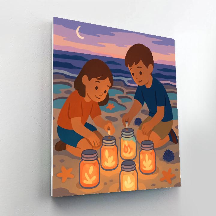 Tidepool Lanterns At Beach Twilight Numbered painting kits