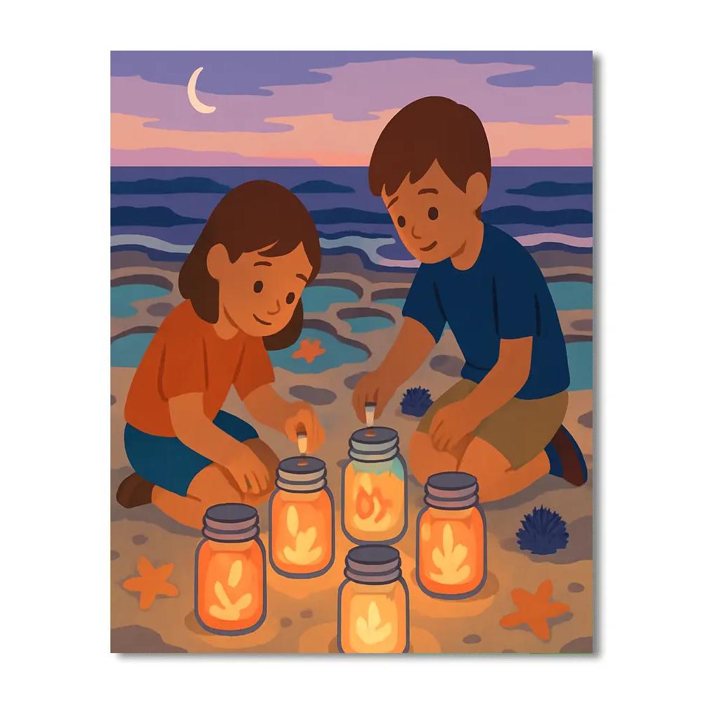Tidepool Lanterns At Beach Twilight Numbered painting kits