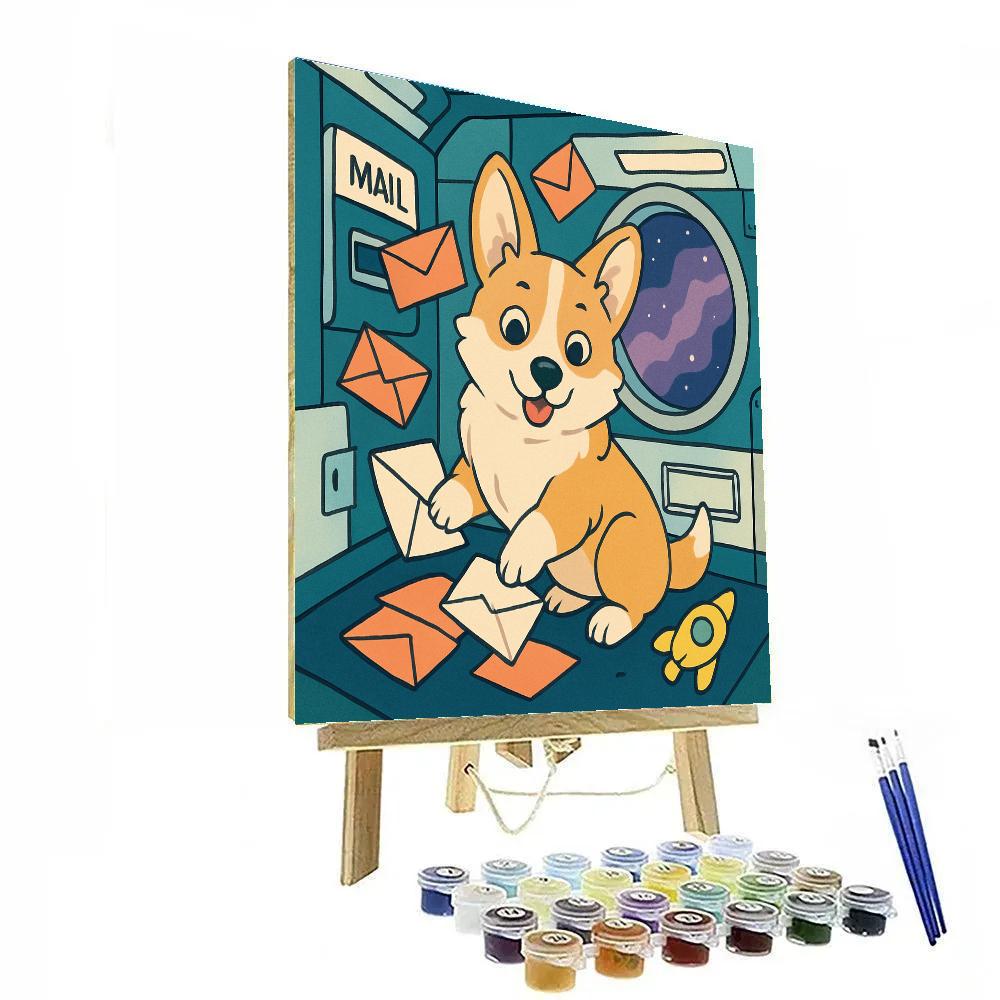 Dog In Zero Gravity Mailroom painting number kit