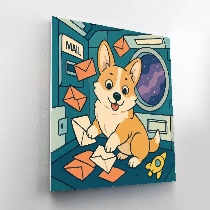 Dog In Zero Gravity Mailroom painting number kit