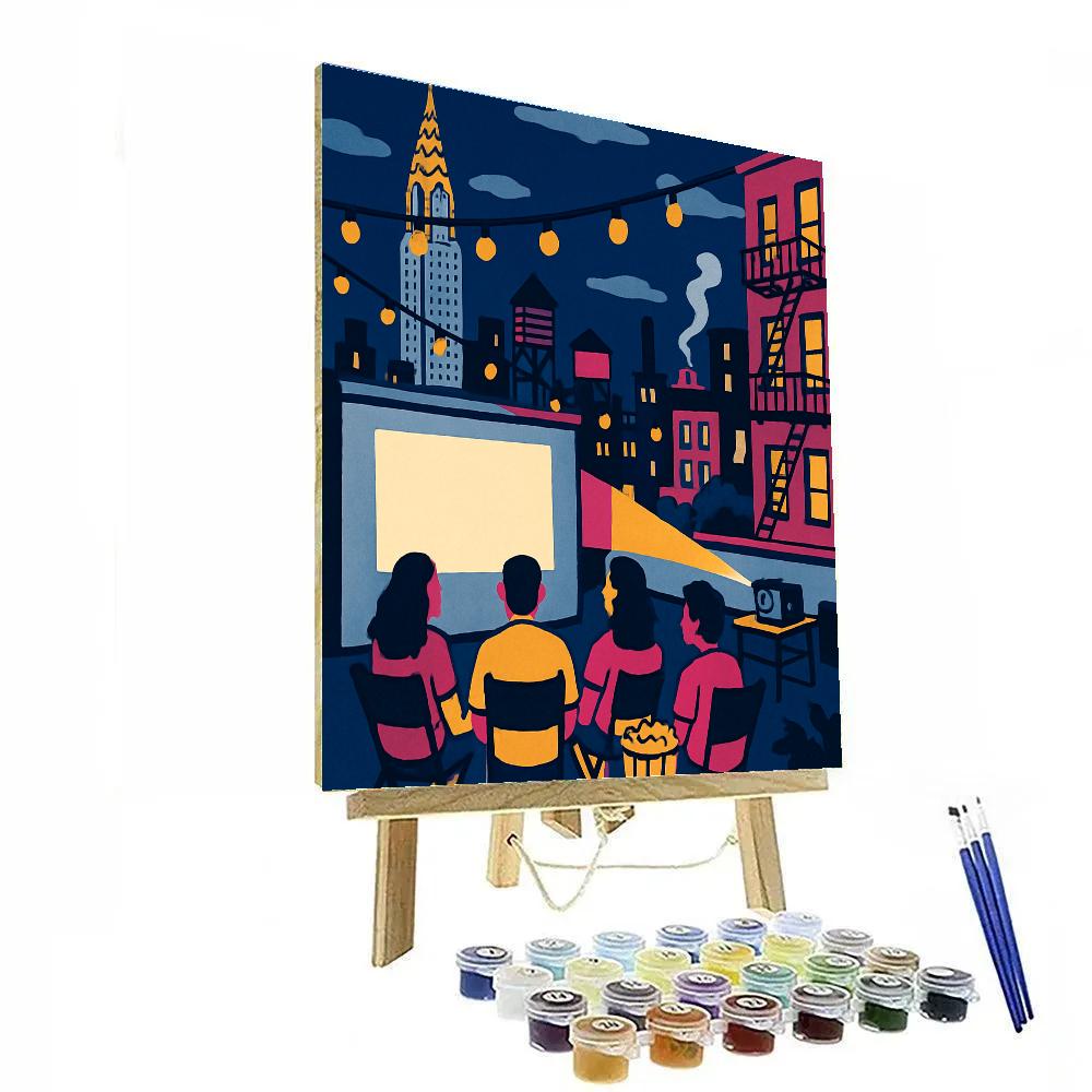Rooftop Cinema In New York Skyline Numbered painting kits