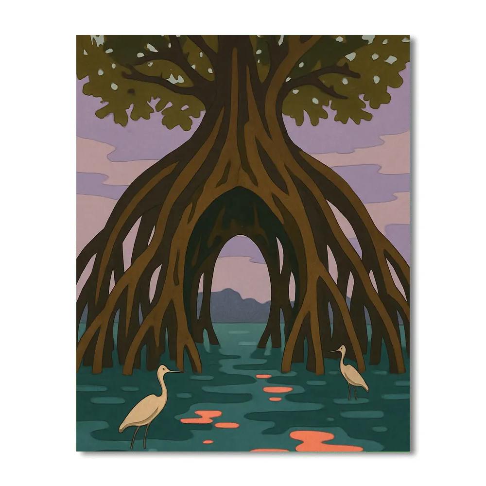 Tree Aurora Mangrove Cathedral Paint by numbers art