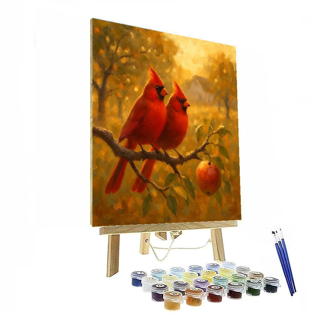 Hearthlight Cardinals In The Apple Orchard Painting by numbers kit