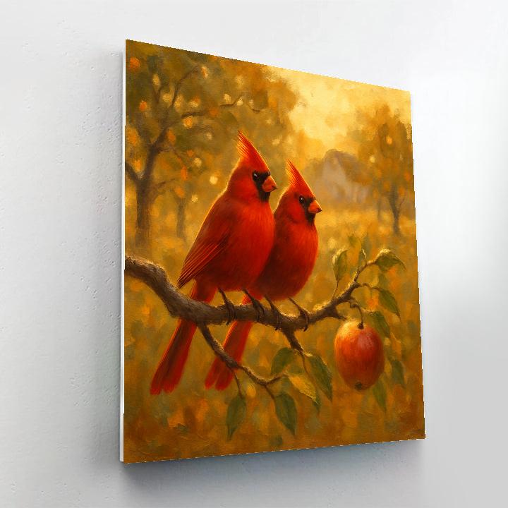Hearthlight Cardinals In The Apple Orchard Painting by numbers kit