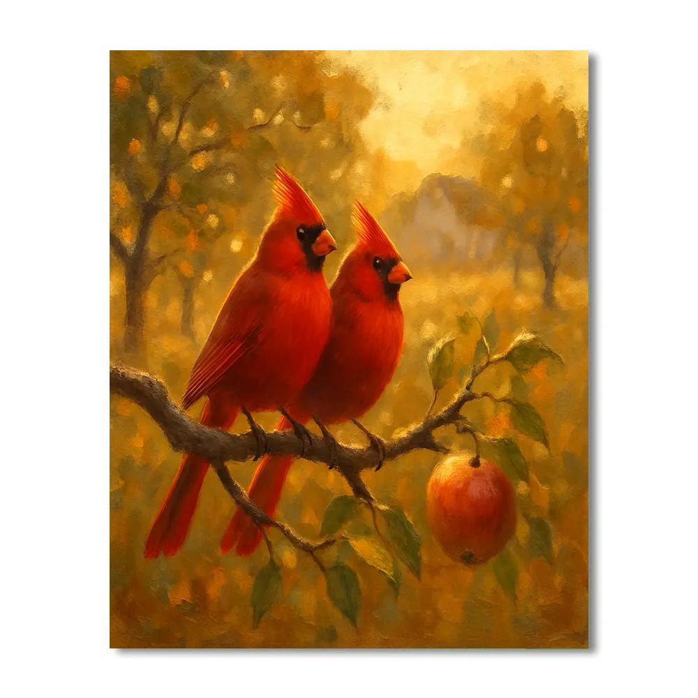 Hearthlight Cardinals In The Apple Orchard Painting by numbers kit