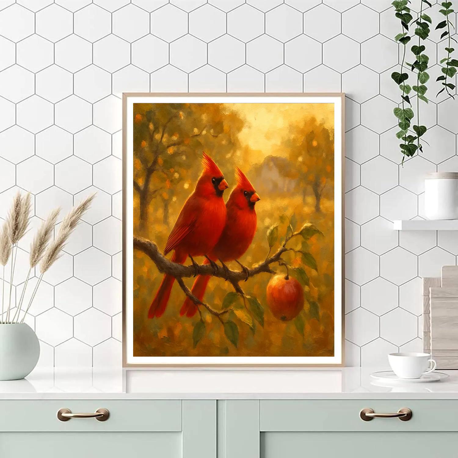 Hearthlight Cardinals In The Apple Orchard Painting by numbers kit