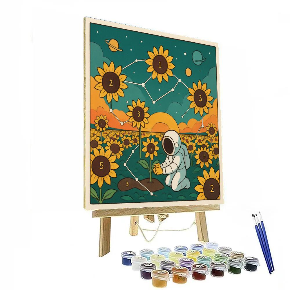 Astronaut Sunflower Field Map paint by color